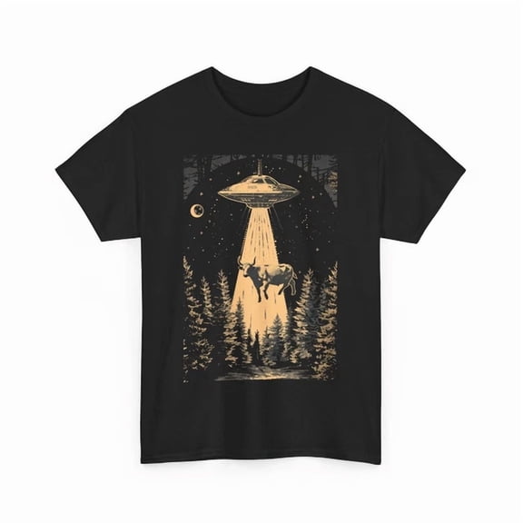 T-Shirt With Alien Cow Abduction Shirt, Ufo Sci-Fi Graphic Tee, Alien T-Shirt S-5XL, Space Tee