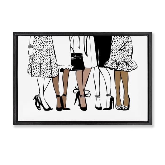 Stupell Industries Contemporary Trendy Fashion Girlfriends Black Floating Frame Canvas Art, 25 x 17, by Martina Pavlova