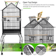 thumbnail image 3 of Yaheetech 57''H Open Top Metal Parrot Cage Rolling Birdcage with Perches, Black, 3 of 11