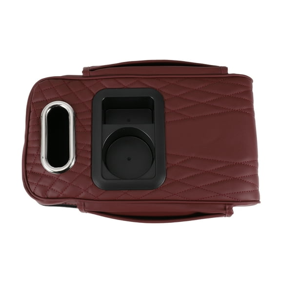 Car Center Console Cover Car Armrest Cover Multifunctional 13.39"x7.48"x3.15" Dark Red Nappa Leather