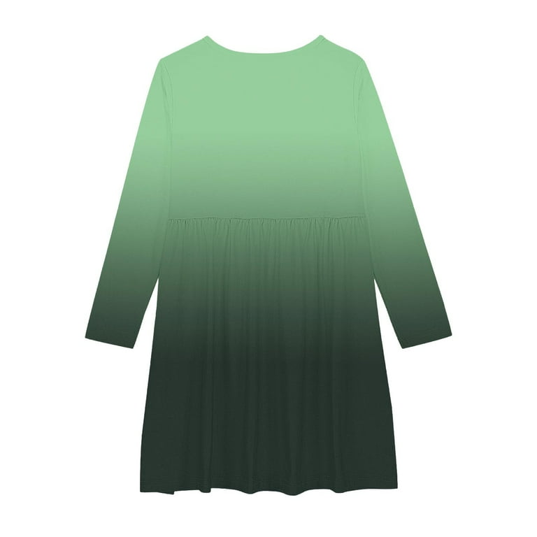 knee length dresses for ladies Girl's Striped Long Sleeve Dress 75/25 Cotton/poly main image 0