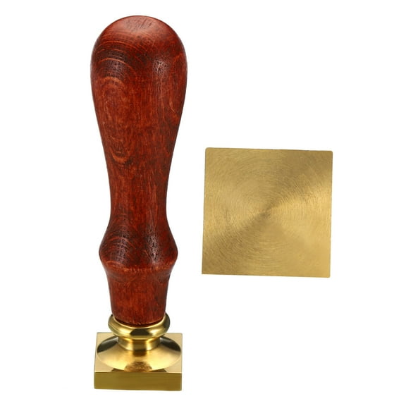 Uxcell 20mm Square Blank Wax Seal Stamp, Removable Brass Head without Carving Wooden Handle Retro