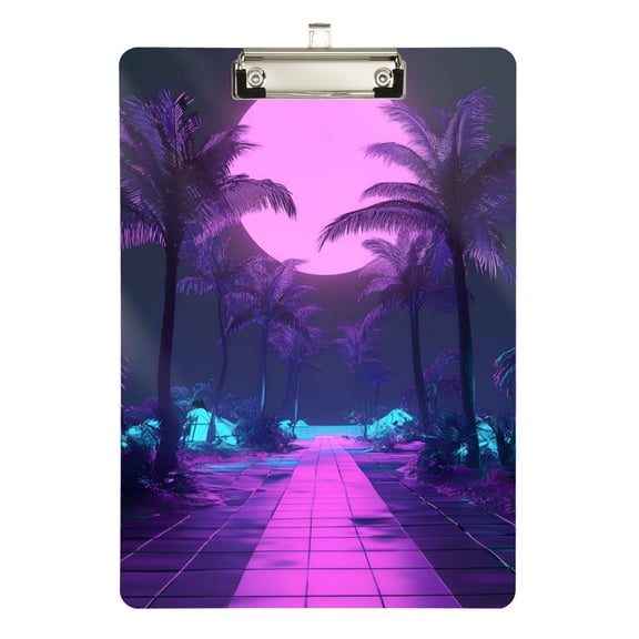 FORMRS Acrylic Clipboard with Low Profile Clip Standard A4 Letter Size, 12.5" x 9", Pink Neon Road