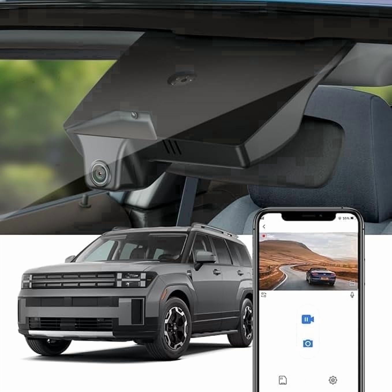 Fitcamx 4K Dash Cam for Hyundai Santa Fe 2024-2026 (P6000), OEM Look WiFi, Plug & Play, Night Vision, Loop Recording, G-Sensor, 64GB