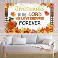 thumbnail image 3 of Fall Pumpkin Backdrop Give Thanks to The Lord His Love Endures Forever Banner Autumn Maple Leaf Background for Thanksgiving Harvest Party Decorations Supplies, 3 of 5