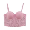 thumbnail image 2 of Mceream Corset Tops for Women Plus Size with Adjustable Spaghetti Strap Push up Bustier Lingerie Mesh Going Out Party Club Top Clubwear Camis Tee Pink XL, 2 of 7