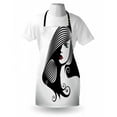 thumbnail image 3 of Contemporary Apron Abstract and Artistic Woman Silhouette Cosmetics Glamor Hairstyle Femininity, Unisex Kitchen Bib Apron with Adjustable Neck for Cooking Baking Gardening, Multicolor, by Ambesonne, 3 of 3