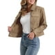 thumbnail image 4 of CHAQUETA DE CUERO SINTÉTICO PARA MUJER INSPIRE CHIC, CON CUELLO CAÍDO, MANGA LARGA Y CREMALLERA M Tan, 4 of 6