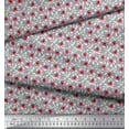thumbnail image 3 of Soimoi Moss Georgette Fabric Leaves & Poppy Floral Print Fabric by Yard 42 Inch Wide, 3 of 6