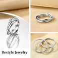 thumbnail image 3 of Interlocking Band Rings for Women Girls, Stainless Steel Stacking Cross Rings in Silver Tone, Minimalist Promise Ring for Love/Engagement/Wedding 8size, 3 of 3