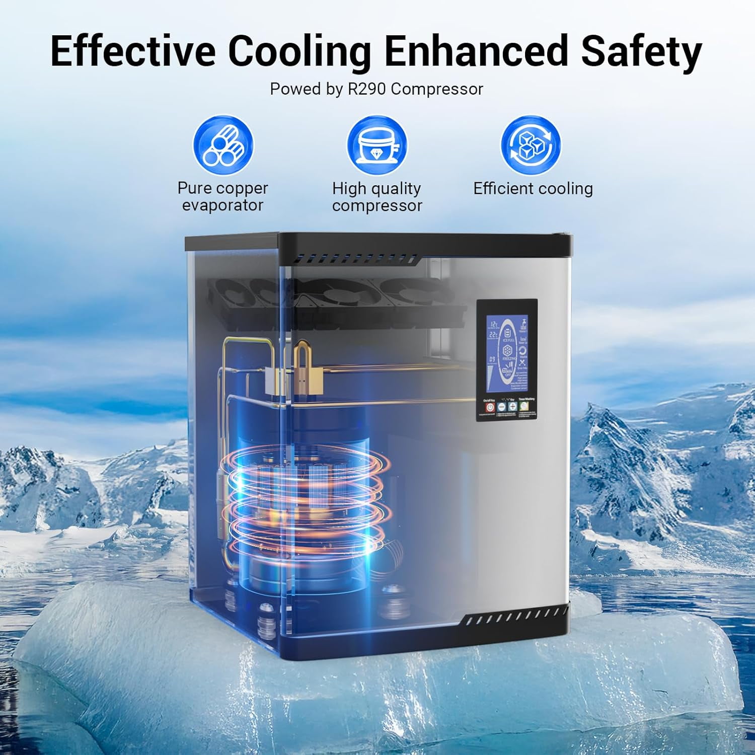 XUTUMM Commercial Ice Machine 700LBS/24H,Storage 500LBS,Large Industrial Ice Maker,Ice Ready in 5-15min,with Self-Cleaning Mode,with Timing Function,30 Levels of Ice Thickness Adjustment