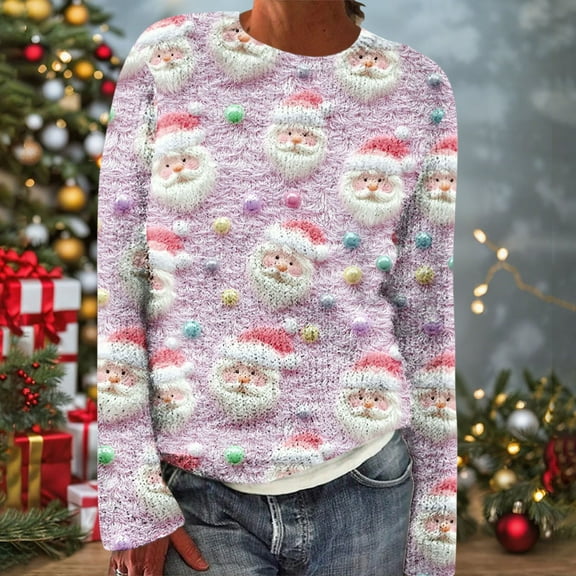 Abomasnow Christmas Sweaters for Women Lightweight Long Sleeve Crewneck Xmas Print Pullover Tops S-2X