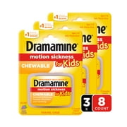 Dramamine Kids Chewable, Motion Sickness Relief, Grape Flavor, 8 Count, 3 Pack