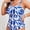 Blue, variant on SKQIT Plus Size Tropical Leaf Print One Piece Swimsuit, Removable Straps Ruched Tummy Control Backless Bathing Suit for Curvy Women