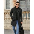 thumbnail image 3 of COOFANDY Men's Classic Wool Blend Peacoat - Winter Trench Style, Notched Lapel, Single Breasted with Pockets, 3 of 10