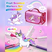Carsky Unicorn Fruit Scented Marker Set for Girls, Unicorn Themed Art & Craft Drawing Kit, Unicorn Painting Christmas Gift Toys for Girls Boys 4-6 7-11