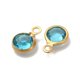 thumbnail image 2 of Ion Plating(IP) 304 Stainless Steel with Glass Charms Real 18K Gold Plated Faceted Flat Round Cyan 9.5x6.5x2mm Hole: 1.5mm, 2 of 3