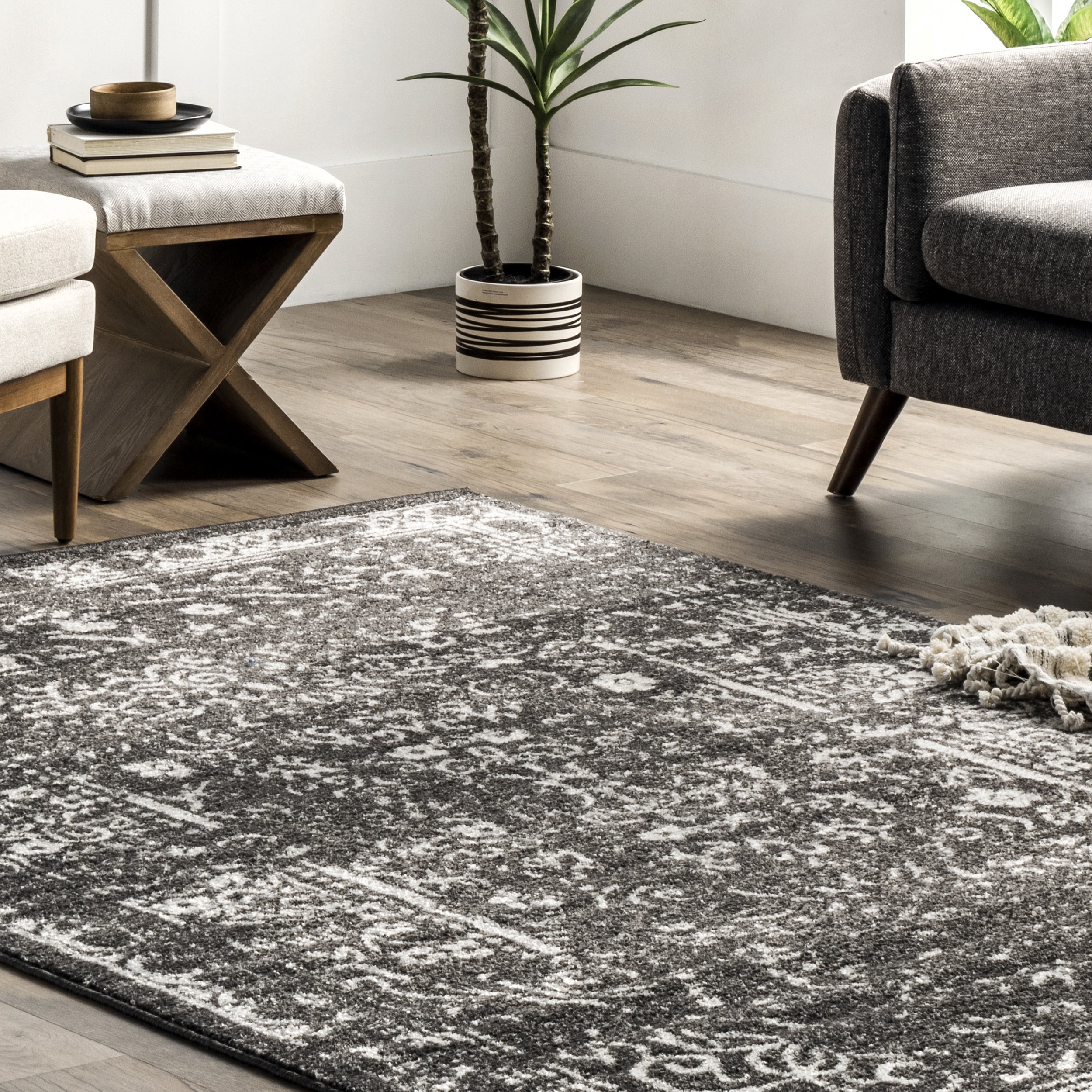 nuLOOM Arlena Vintage Traditional Area Rug, 10' x 14', Charcoal