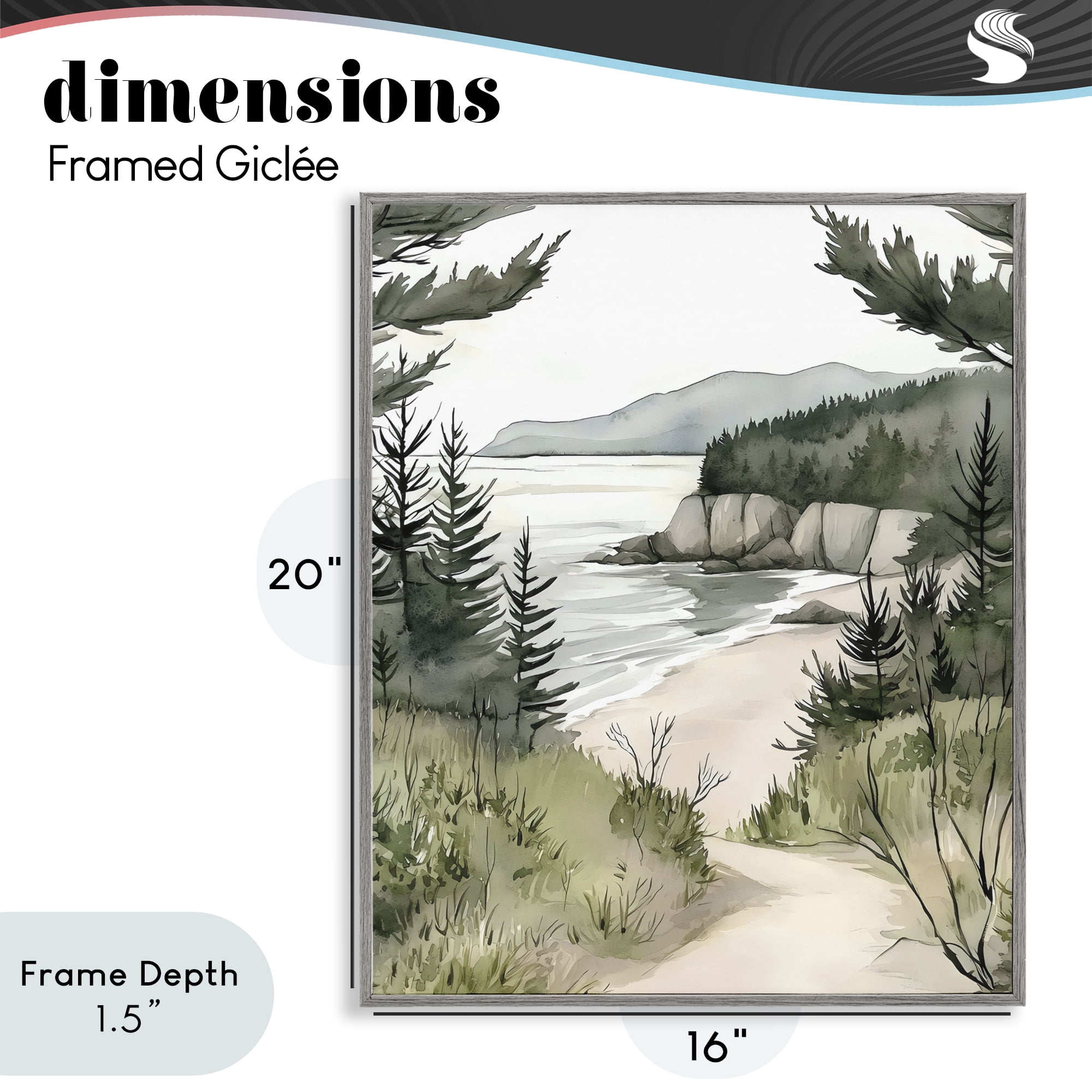 Stupell Industries Coastal Calm Winding Path Gray Framed Giclee Art, design by Riley B