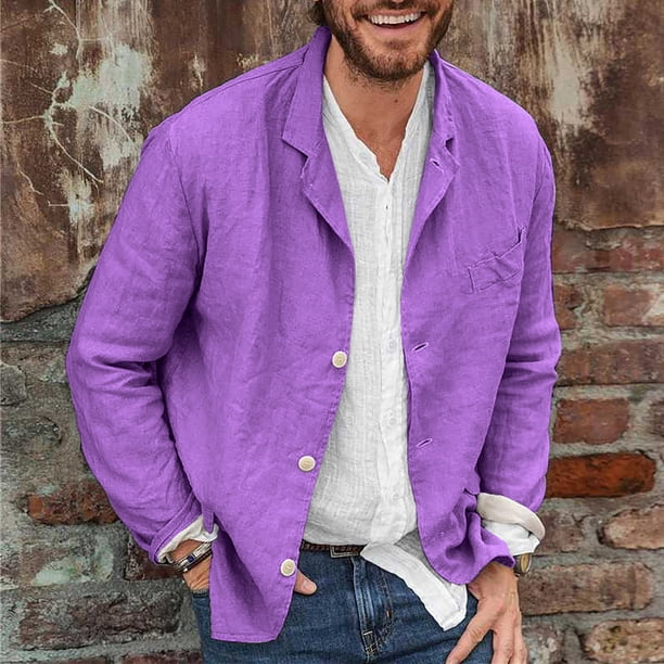 Men Lapel Suit Jacket Versatile Pure Color Casual Suit Jacket Top Comfortable for Dating for Home ANGGREK Otros