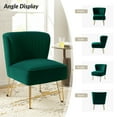 thumbnail image 6 of Velvet Armless Accent Chair Set of 2 Gold Metal Legs Modern Upholstered Single Sofa Side Chair Home Living Room Green, 6 of 7
