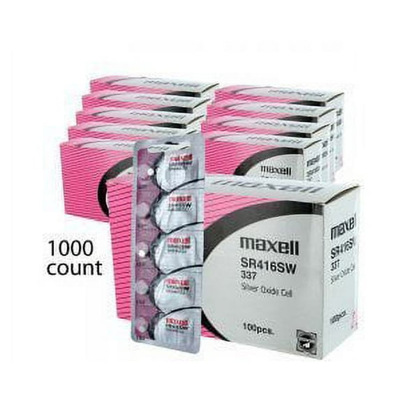 1000 Pc Maxell SR416SW 337 V337 SR416 Silver Oxide Watch Battery