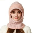thumbnail image 4 of DJN Women's 3-in-1 Knit Hat Scarf Set Color Block Winter Neck Warmer Outdoor Windproof Cold Weather Hat Pink One Size, 4 of 6
