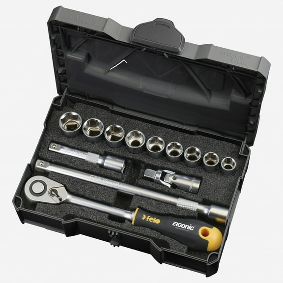 Felo ERGONIC Ratchet Set in Systainer, Metric, 1/2" Drive, 13 - 22 mm, 13-pcs.