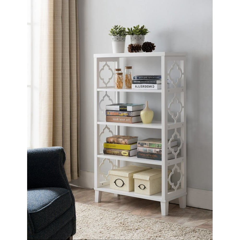 Ardsley Etagere Bookcase With 5 Tier Storage Shelves, White Wood