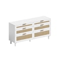 thumbnail image 4 of 59" Rattan Dresser with Drawers, 6 Drawer Dresser for Bedroom, Clothes Storage Cabinet for Bedroom, Metal Handle&Wood Legs for Hallway, Living Room, Bedroom,White, 4 of 6