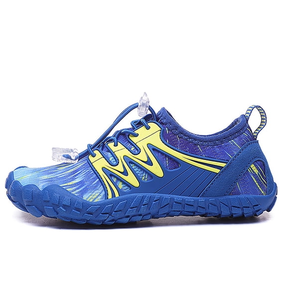 Water Shoes for Kids Girls Boys Barefoot Shoes with Adjustable Laces Quick Drying Beach Sports Non Slip Swimming Hiking Blue 5-5.5 years