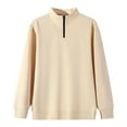 thumbnail image 4 of Men's 1/4 Zip Pullover Cotton Fleece Sweatshirts Long Sleeve Solid Color Casual Warm Fall Winter Sweater Tops (XL, Khaki), 4 of 7