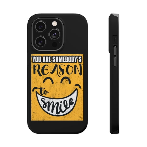 DistinctInk Tough Case for Apple iPhone 15 PRO (6.1" Screen), Compatible with MagSafe Charging - Somebody's Reason To Smile