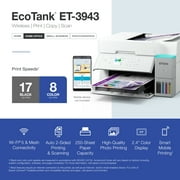 Epson EcoTank ET-3943 Wireless All-in-One Color Supertank Printer – White