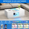 thumbnail image 4 of Dextrus Modern LED Coffee Table, White Coffee Table with Storage, Large Living Room Center Tables, 2 Tiers and 2 Drawers, 4 of 9
