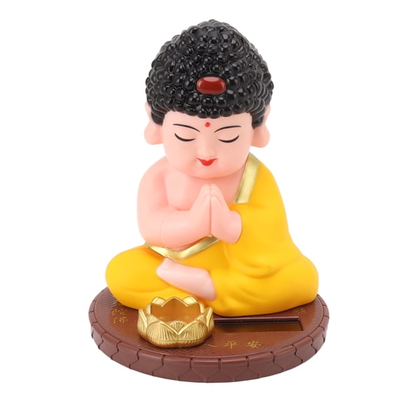 NFTIGB Auto Nodding Monk Buddha Statue Figurine, Solar Powered Light Sensing Plastic Dashboard Ornament for Home Office Car Decoration, 4.53 inches / 11.5 cm