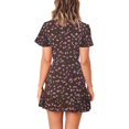 thumbnail image 2 of Qiopertar Mode Femmes Robe en Chiffon à Volants Manches Courtes Imprimée Bandage Décontractée Col en V Grandes Économies de Vacances! à Moins de 5$ jusqu'à 90% de Réduction, 2 of 5