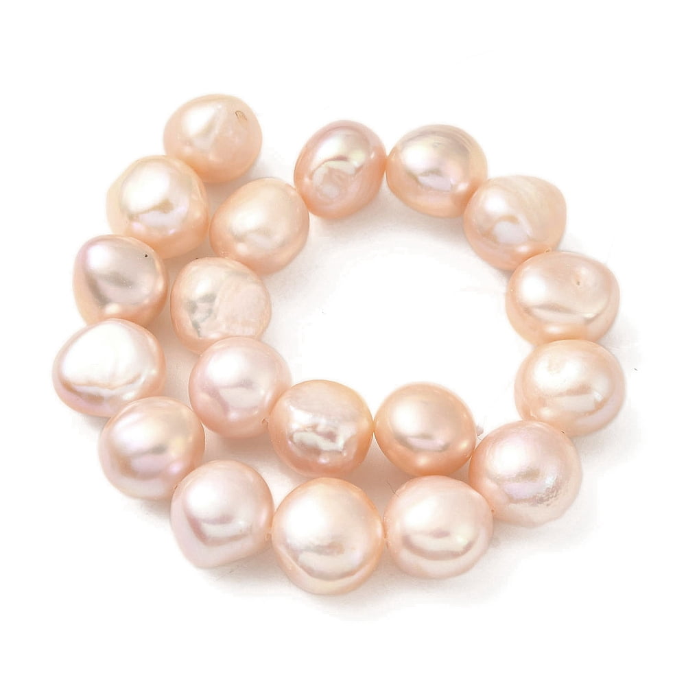 4strands Cultured Freshwater Pearl Beads Strands Two Sides Polished PeachPuff 10~11mm Hole: 0.5mm about 19pcs/strand 6.89''(17.5cm)
