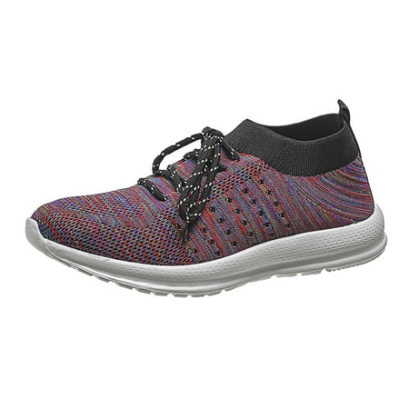 

Mackneog Ladies Colorblock Mesh Breathable Lace Up Soft Bottom Flat Casual Sports Shoes Gift on Clearance