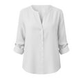 thumbnail image 6 of Dagugfen Womens Button up Shirts Long Sleeve Lightweight V Neck Vacation Beach Casual Shirts, 6 of 8