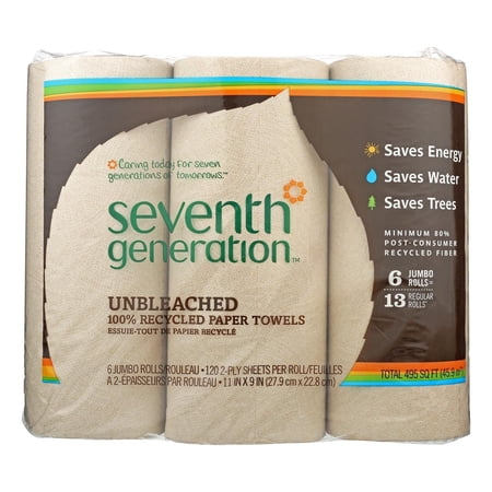 Seventh Generation 7Th Generation 13737Pk Natural Unbleached 100% Rcycld Paper Towel Rolls 6 Rl/Pk