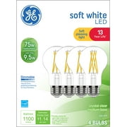 GE Soft White LED Light Bulbs, 75 Watt Eqv, A19 General Purpose, 13yr, 4pk