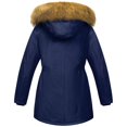 thumbnail image 2 of Chrisuno Girls Winter Coats Lightweight Durable Puffer Outerwear Jacket Children Long Active Windbreaker With Hooded Navy Blue 4-5, 2 of 5