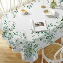 Leaf Floral Sage Green Oval Tablecloth 60x102 Inch,Leaf Printed Tablecloth,Sage Farmhouse Watercolor Waterproof Tablecloth,Suitable for Indoor and Outdoor, Holiday Kitchen Restaurant and Party