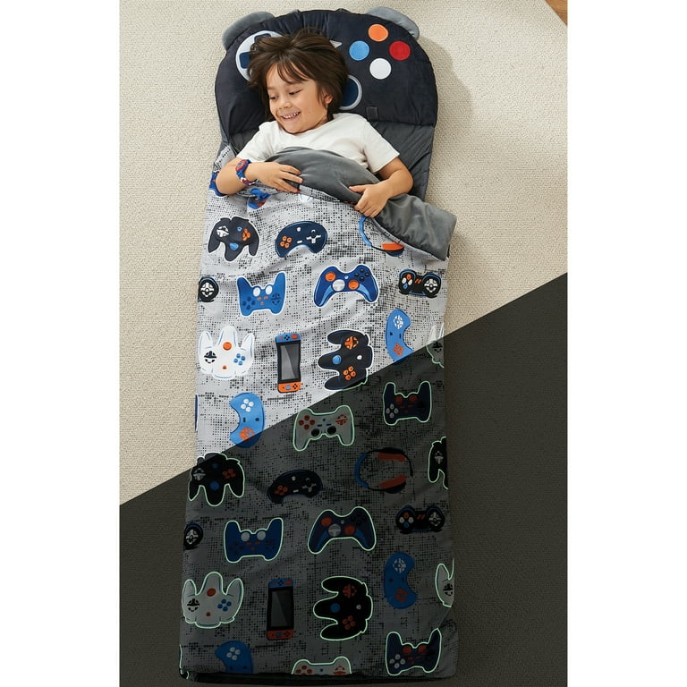 Your Zone Black Gamer Glow in the Dark Child Nap Mat, 24