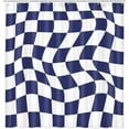 thumbnail image 3 of White Navy Blue Modern Checkered Shower Curtains for Bathroom Decor, Boho Minimal Abstract Aesthetic Shower Curtain, Cute Retro Checkerboard Groovy Teen Girls Bathroom Accessories with Hooks, 72X72in, 3 of 6