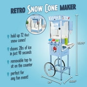 Nostalgia 54-Inch Retro Snow Cone Maker Cart and Shaved Ice Machine with Side Shelf, Blue