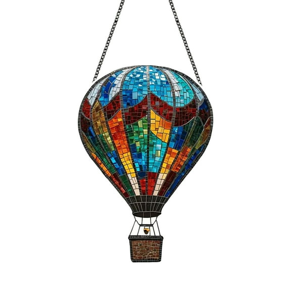 1 Pc Hot Air Balloon Solar Outdoor Window Hanging Ornaments Waterproof 2d Hot Air Balloon Lantern For Garden Patio Porch Yard Party Decor Dreamy Artistic Style
