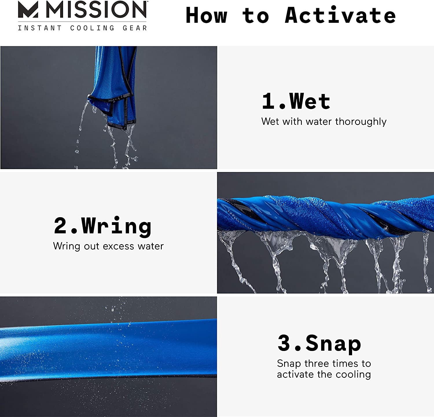 MISSION Original Cooling Towel Evaporative Cool Technology, Cools Instantly When Wet, UPF 50, Cloud Lapis Blue