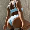 thumbnail image 4 of Neinkie 2PCS Bikini Maillot de Bain Femme Col Rond Crop Tank Haute Coupe String Bas Tenue Maillots de Bain, 4 of 7